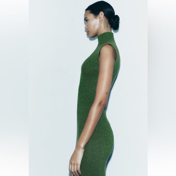 Zara NWT Knit Dress With Metallic Thread size M - Picture 6 of 10